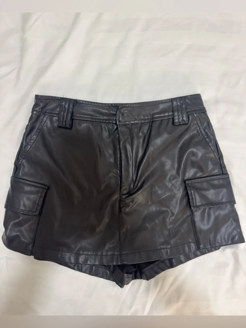 Women’s Black Faux Leather Shorts